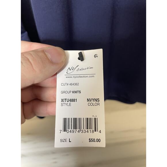 NY Collection Top Womens Large Lace Yoke 3/4 Sleeve Knit Pullover Shirt - Picture 12 of 12